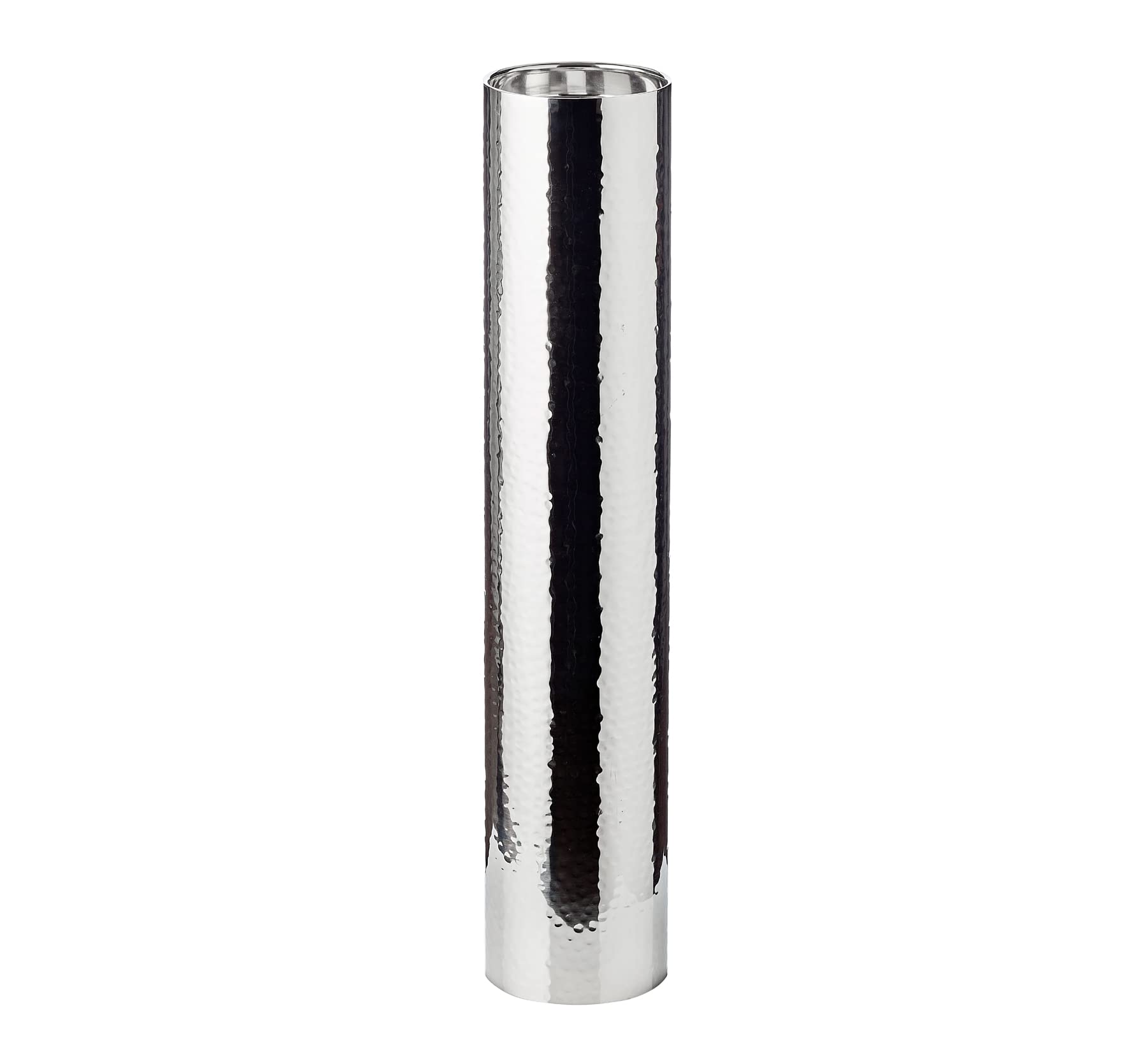 EDZARD Boston candle holder, height 60 cm, stainless steel, hammered, nickel-plated, noble polished, for candle ø 10 cm