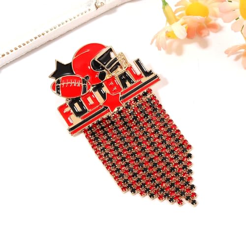 Image of Game Day Brooches for Women Football Brooch Pins Touch Down Brooches Red Black Blue White Team Spirit Accessories Game Day Outfits Football Jewelry Party Favor Gifts