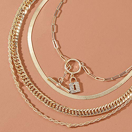 Chargances Gold Snake Bone Chain Necklace for Women Iced Out Lock Toggle Chain Choker Necklace Ladies Boho Jewelry Punk Cuban Link Chain2