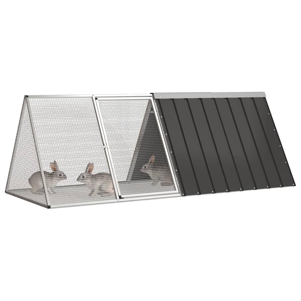 Gabbia per conigli in acciaio zincato, antracite, 201,5 x 80,5 x 71 cm