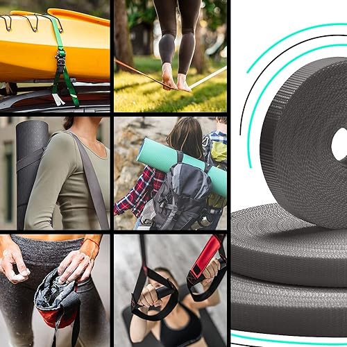 Image of TECEUM 3 /4 inch & 5 /8 inch & 1 inch & 1.5 inch & 2 inch Webbing - 10 25 50 Yards - 40+ Colors - Heavy Duty 1 Inch 1.5 Inch 2 Inch Backpack Straps - Webbing for Outdoors Indoors Crafting DIY