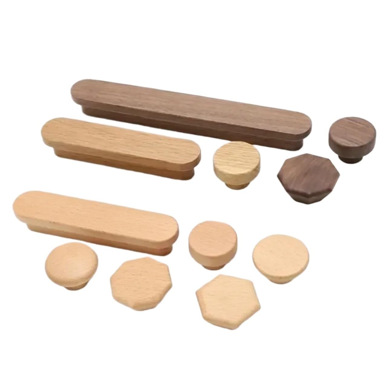 Boutons en bois tiroir poignées armoire noir or lot de 6