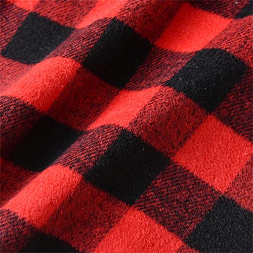 Boys Grid Check Shirt Plaid Buffalo Cardigans Button Down Lapel Shacket Teen Girls Fleece Jacket Cotton Coat Fall4