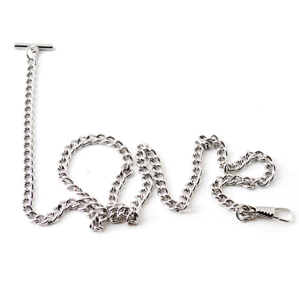 Hemobllo orologio da tasca catena jean cintura catena portaorologio decorazione gilet albert con barra a T e fermagli aragosta per uomo (confezione da 2 argento)