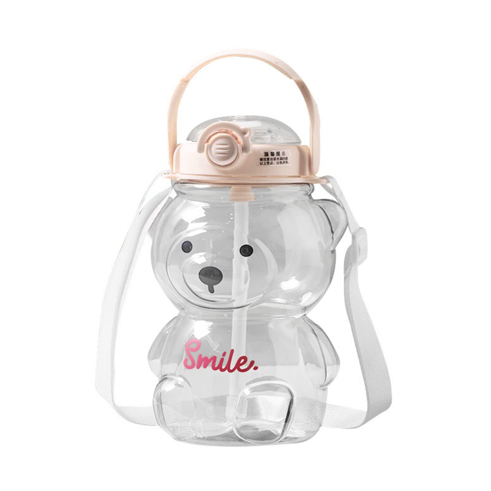 Xinsheinelry Cartoon Water Bottle with Straw Leakproof Water Cups Cute Bear Drinking Cup Girls Bottle 1000ml for Fitness