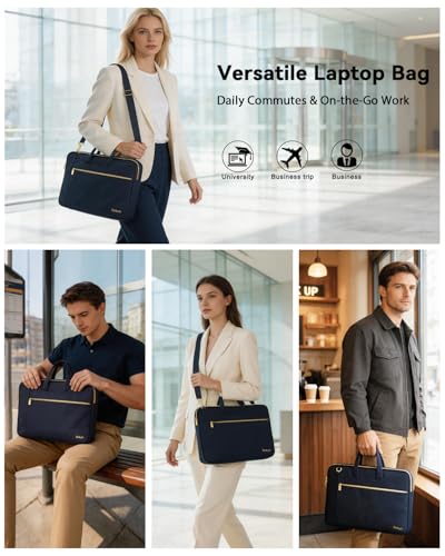 Image of Ferkurn Laptop Case Bag for Women Men Briefcase Messenger Bag, 17 17.3 Inch | Compatible with HP OmniBook Envy Omen Pavilion /LG Gram /Dell Inspiron Precision, Carrying Computer Bag 18 inch, Deep Indigo