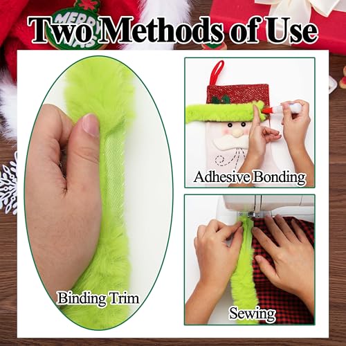 Green Faux Fur Trim Ribbon, Furry Faux Fur Strips for Sewing 1.77 in by JOYENBOOM - Used condition - Image 5