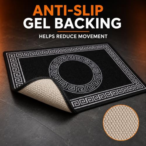 Image of Matz&More Anti Slip Multipurpose Floor Mat, 40x60cm, for Door, Entrance, Bathroom, Bedroom, Kitchen, Office, Greek Black White