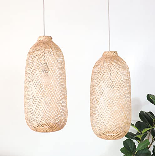 Image of TEERAYA Size D Bamboo Pendant Light Shade (Flexible) - Natural Design for Elegant Home Decor