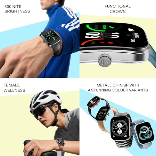 Image of boAt Wave Sigma 3 Curv Smartwatch with 2.01 inch (5.33 cm) Immersive Curved Display, Metallic Finish, Functional Crown, BT Calling, Sleep, Stress, Heart Rate & SpO2 Monitoring, SOS, IP68 (Black Steel)