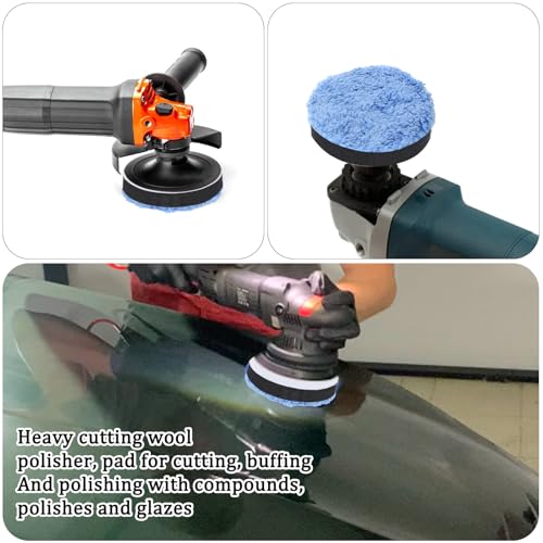 Image of 3 Pcs Polishing Pads, Buffing Pads, Microfiber Polishing pad for Car Compounding,3 Polished Pad for Scratch Removal, Waxing and Buffing (3.15 Inch / 80 MM, Blue)