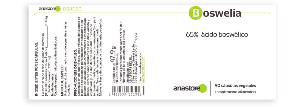 BOSWELLIA SERRATA * OFERTA 3+1 GRATIS * 370 mg / 360 cápsulas * Titulado al 65% en ácido boswélico * Antiinflamatorios, Inmunitario