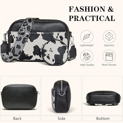 Image of Crossbody Bags for Women Vegan Leather Small Purses with Detachable Coin Pouch Adjustable Guitar Wide Strap