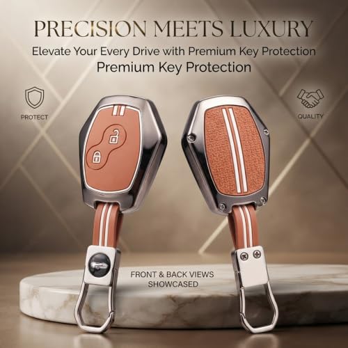 Image of Coll of Fest Premium Metal Silicone Brown Key Cover Compatible with Renault Logan | Duster | Verito | Lodgy 2 Button Smart Key Glow in the Dark
