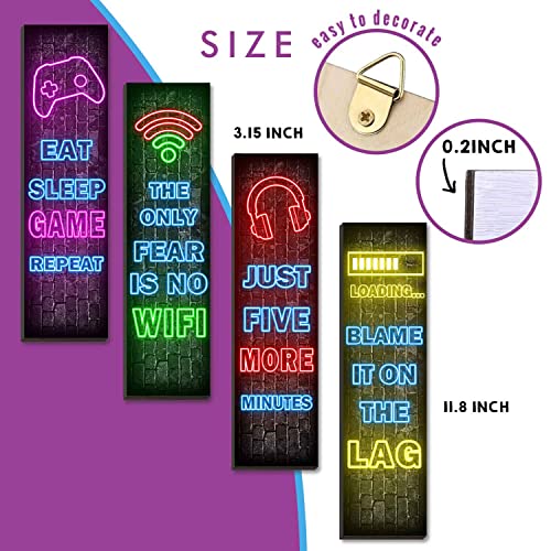 Neon Gaming Wall Decor Set Of 4 - Boys Room Decorations For Bedroom, Neon Gaming Art Print Game Plaque Wall Art Decorations Perfect Teenager Gift For Kids Room Decoration（Mc14） #TOP1
