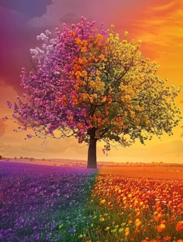 Pintar por números adultos manualidades DIY de árbol al atardecer en lienzo gigante 90x120cm