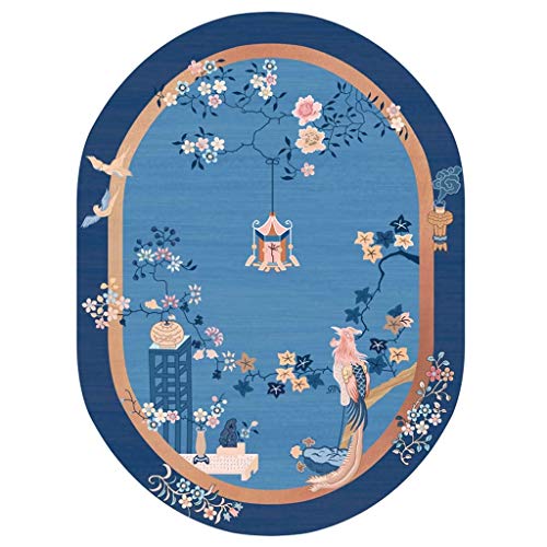 Q-HL Tapis Salon Tapis Ovale Salon Chambre Petits Tapis Style Chinois Classique Bleu Tapis Tapis de Sol for Nuit Chambre Maison Decor (Size : 80 * 110cm) Cover