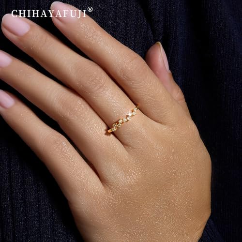 Chihayafuji Stackable Birthstone Rings for Women 14K Gold/Silver Plated Non Tarnish Dainty CZ Statement Engagement Wedding Thumb Ring Everday Jewelry Gifts for Birthday Size 5-11 - image 2