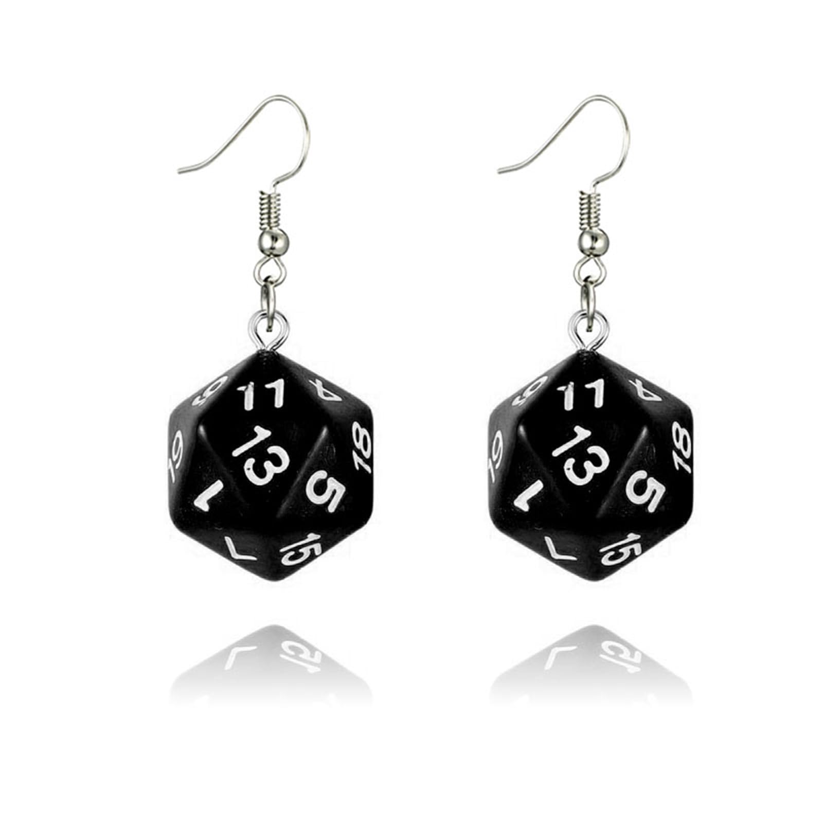 MALOYANVE 3D Dice Earrings for Women Creative Funny D20 Side Cubic Dice Geometric Dangle Drop Weird Earrings Aesthetic