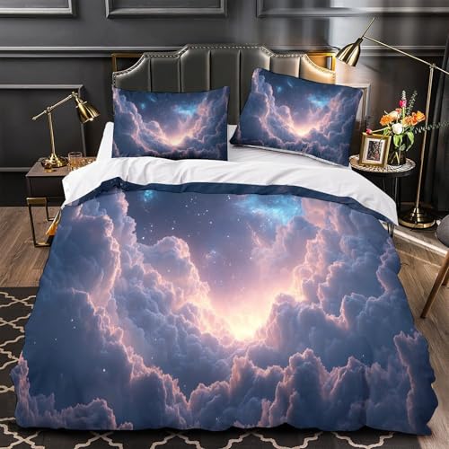 Housse de couette 3D nuages cosmiques en microfibre de qualité