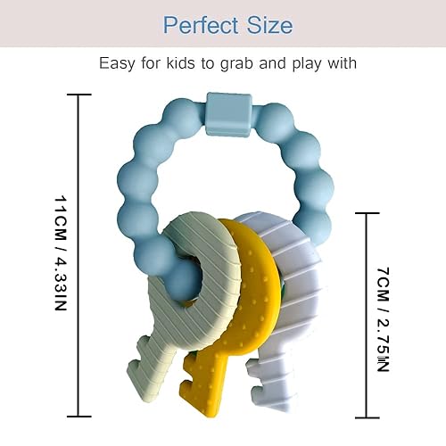 Miniatura 2 de Juguetes mordedores de llaves de bebé, juguetes de dentición de silicona para más de 3 meses, juguete de asiento de automóvil para bebés, textura