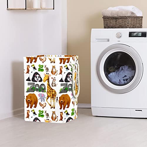 Panier linge personnalisé animaux sauvages pour chambre d'enfant - 3