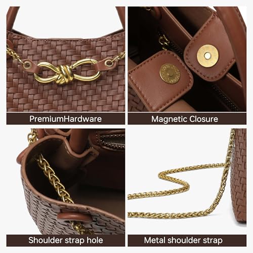 Bolso tejido de cuero pequeño con asas ajustables miniatura 5