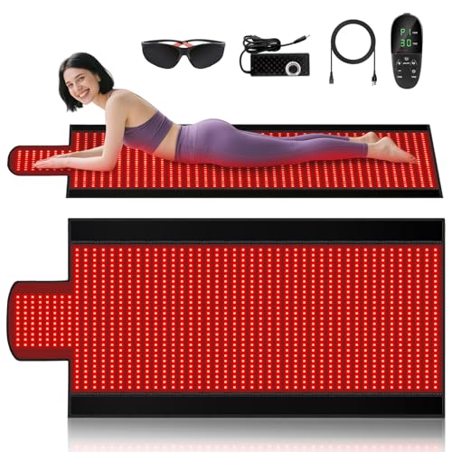 Body Red Light Therapy Mat, Eligible Red Light Therapy Blanket, 2in1 LEDs(660nm& 850nm), Premium Leather, Adjustable Timer & Intensity 195x60cm 1370 LEDs