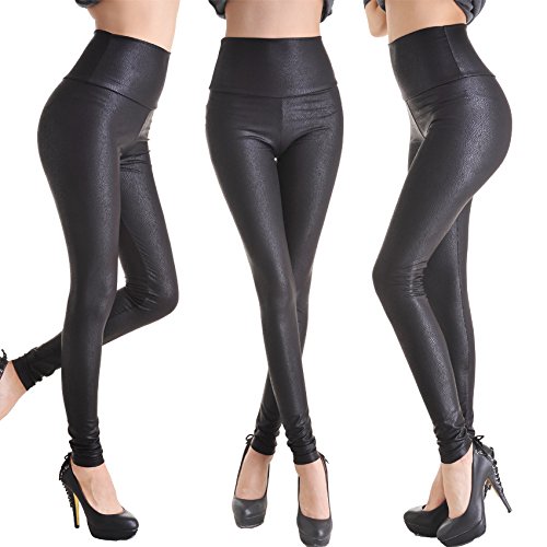 Keybella Donna Ecopelle a Vita Alta Leggings