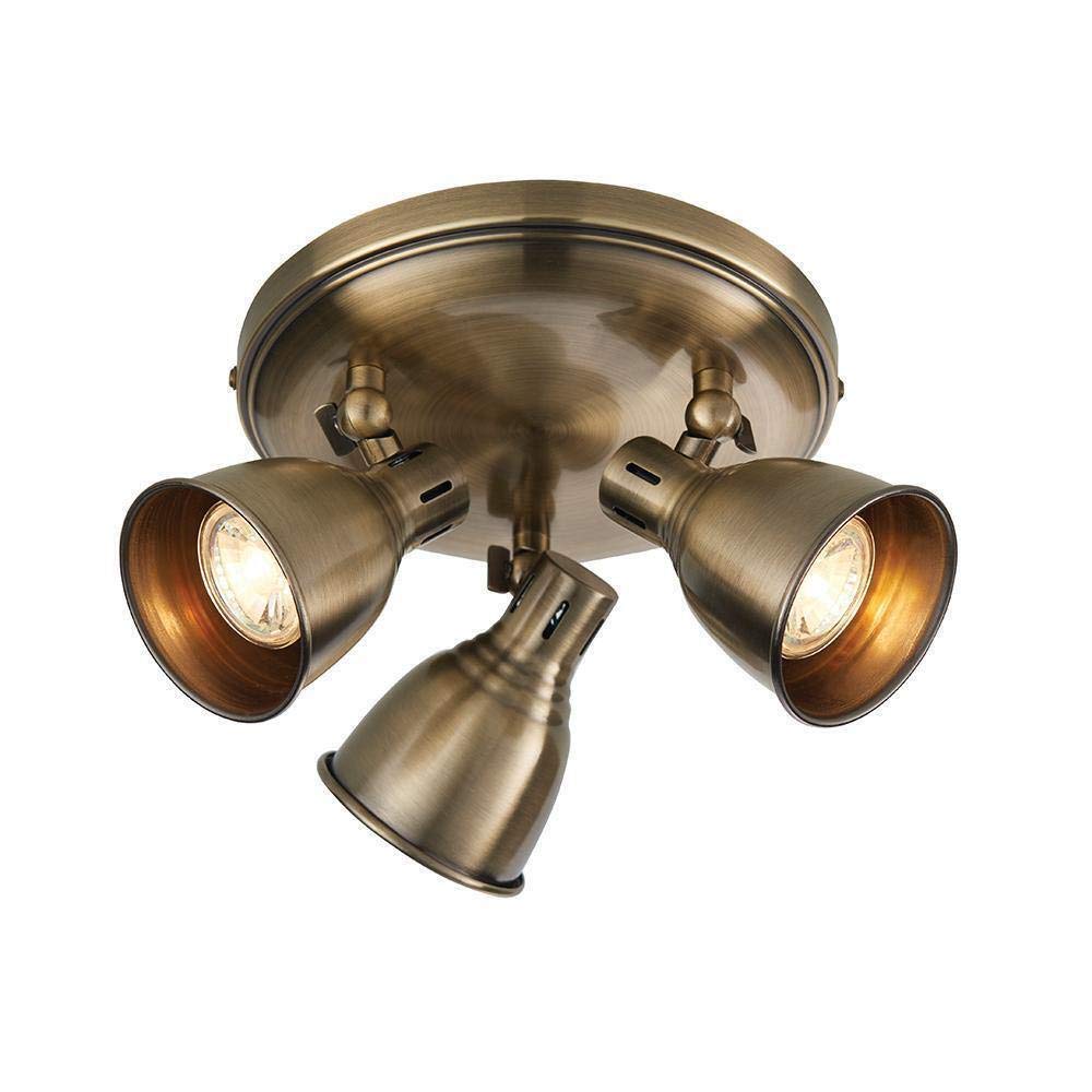 Westbury 3Lt Plate Spot Light 3.5W LED Warm White Spot Antique Brass - 76279