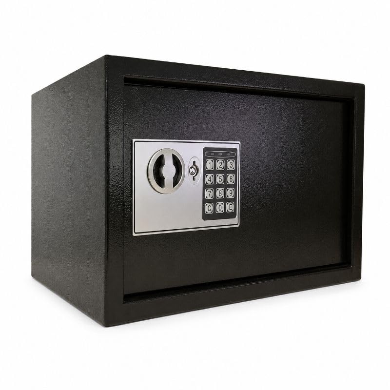 Gear4Garage Digital Key Safe Lock Box Electronic Keypad with Failsafe Key Override Solid Steel Wall Mountable Home Safe for Cash Documents and Valuables 205 x 305 x 205mm