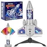 Teoryieer Cohete Juguete Lanzador con Paracaídas, Cohete Eléctrico Recargable con Indicador de Carga, Juguete de Exterior Fácil de Usar, Material EPP Duradero, Adecuado para Niños de 5 a 13 Años