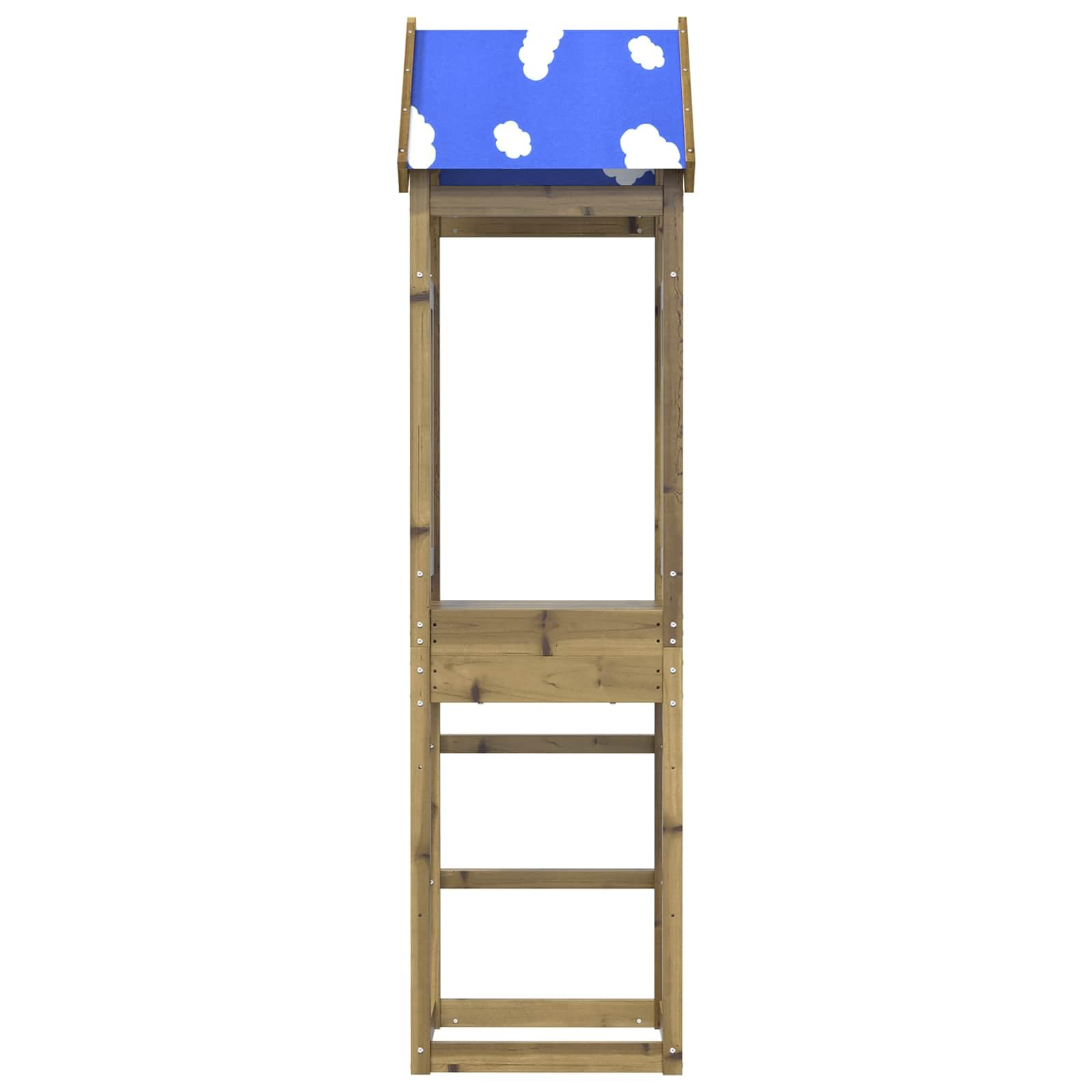 Torre da gioco marrone in legno massiccio impregnato, 52,5 x 46,5 x 208 cm, con scivolo, altalena, arrampicata, per giardino, esterno, casetta dei bambini, tenda da gioco, parco giochi