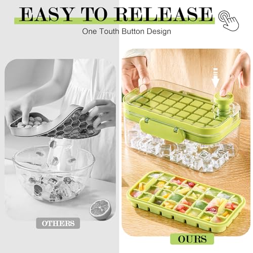 2-Pack Moldes de Hielo de Silicona con Tapa Verde miniatura 2