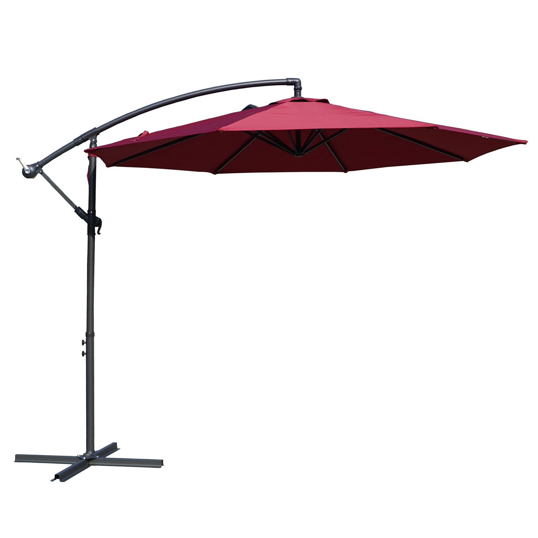 Kozyard 10' Offset Cantilever Hanging Patio Umbrella Large Market Style for Outdoor Balcony Table or Large Garden Terrace (Burgundy)
