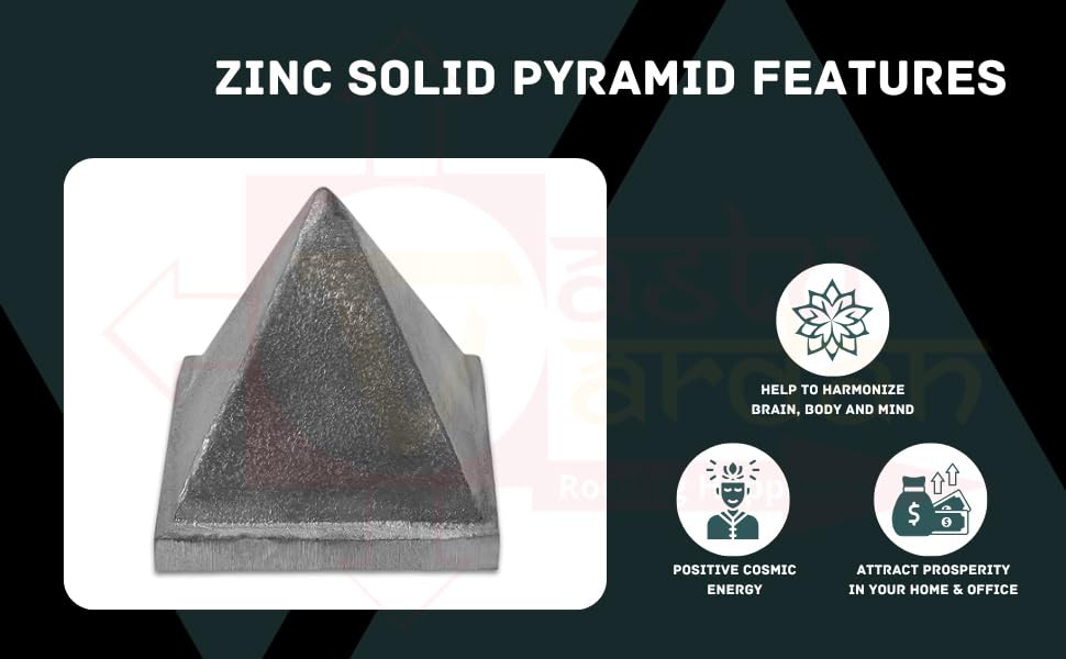 Image of Zinc Pyramid | Vastu Remedy | Yantra for Healing | Zinc Solid Pyramid for Positive Energy (Pack of 1)