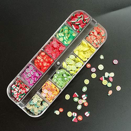 PIXNOR 2 Caixas de Fatias da Arte Do Prego Padrão de Frutas Fatias de Unha Arte de Unha Slime Suprim