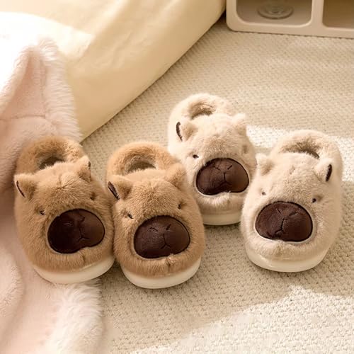 Capybara Slippers - Funny Animal Slippers for Women Unisex Adult/Kids House Slippers Fluffy Fuzzy Winter Home Slides for Women Men Christmas2