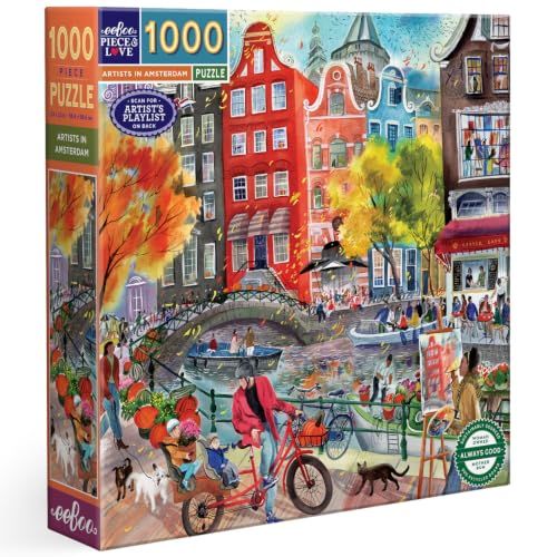 Image of eeBoo Artists in Amsterdam 1000 Piece Square Jigsaw Puzzle, 23 inch x 23 inch