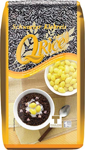 Q RICE | Schwarzer Klebreis Langkorn aus Thailand | Aromatisch mit feiner nussiger Note | Ideal für Currys Sushi & Mochi Desserts | 1 x 1 kg