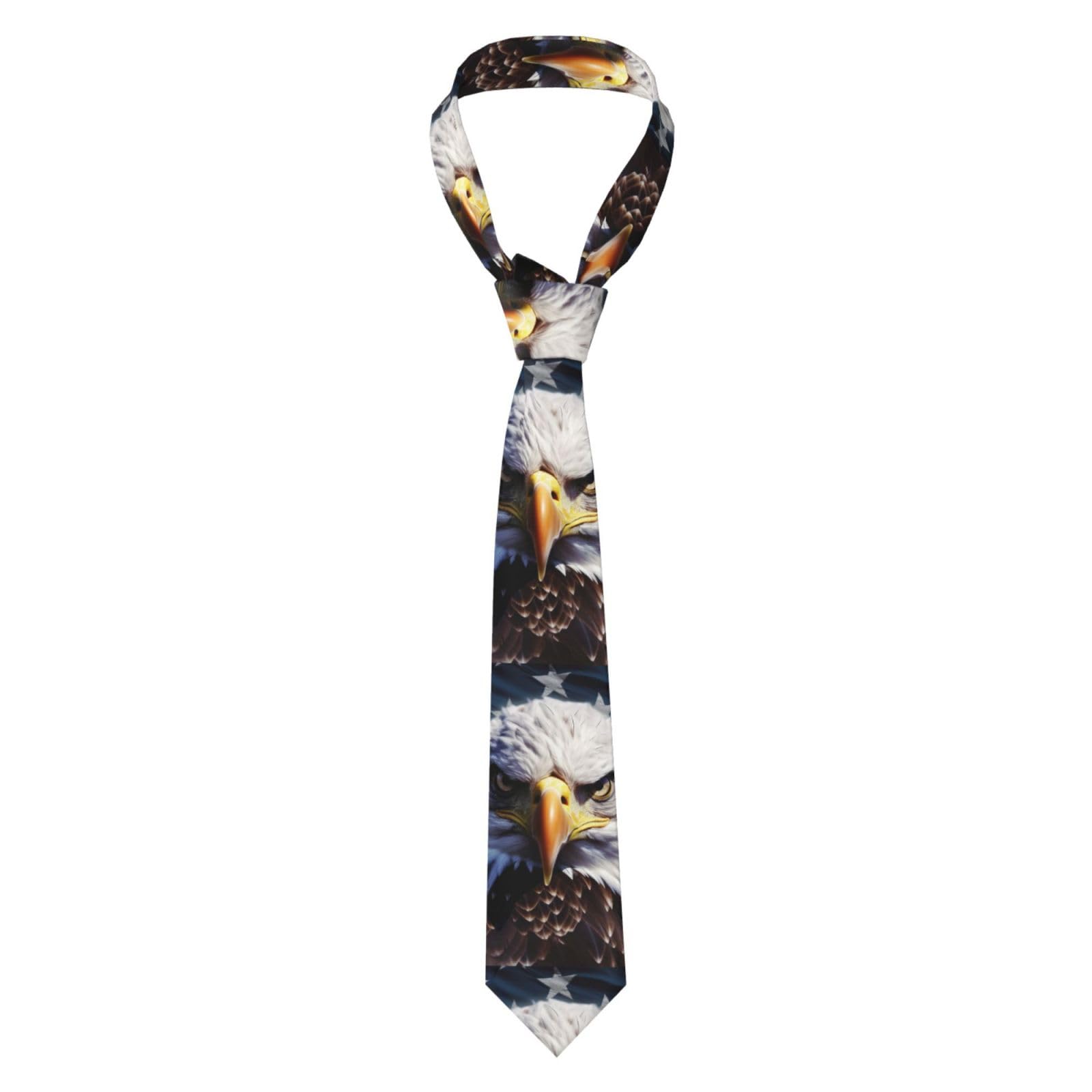Smazdfxx Unisex Black Men's Ties American Usa Flag With Eagle Ties For Men Skinny Classic Neckties For Wedding Groomsmens Dances Party Valentine's Day
