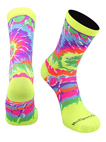 MadSportsStuff Crazy Tie Dye Crew Socks Basketball Volleyball Lacrosse Football for Girls or Boys
