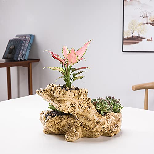 Faux Driftwood Planter Sculpture Multilayer Log Planter Artificial Tree Root Style Flower Pot Holder Stump Planter (Multilayer) #TOP6
