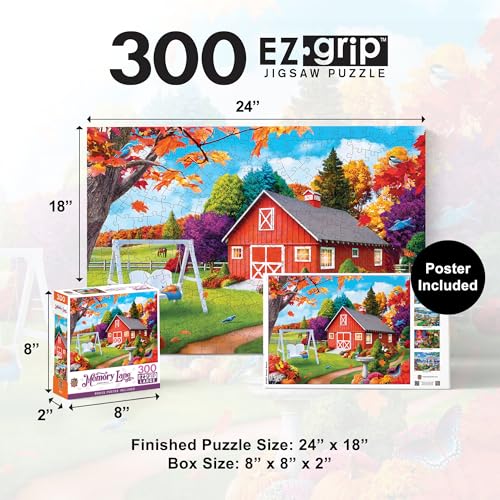 Image of MasterPieces Memory Lane Harvest Breeze Country Barn Large EZ Grip Jigsaw Puzzle by Alan Giana, 300-Piece