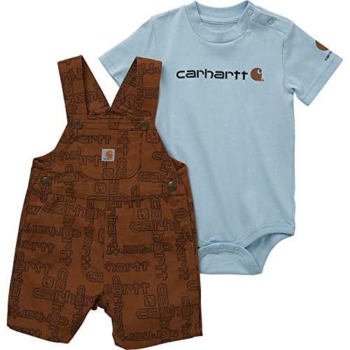Image of Carhartt Baby Boys' Short-Sleeve Bodyshirt & Canvas Shortall Set