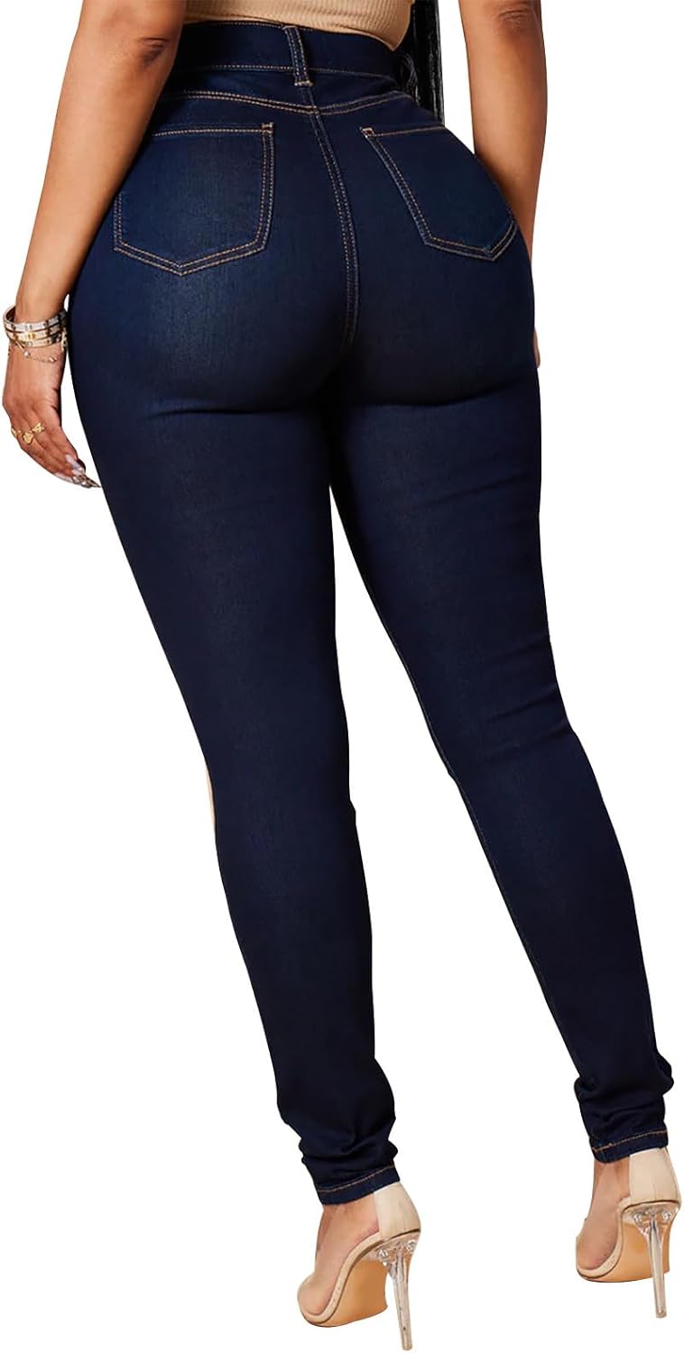 KUNMI Womens Classic High Waisted Skinny Stretch Butt Lifting Jeans Slim Fit Denim Pants