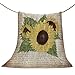 Superweiche Überwurfdecke mit Sonnenblumen-Motiv, bequem, warm, leicht, für Bett, Sofa, Couch, Stuhl, Vintage-Zeitung, Mikrofaser, Sonnenblume3634lcho8679, 50x80inch