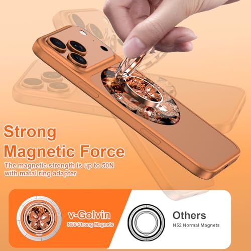 Image of Magnetic Phone Ring Holder for MagSafe Grip,[Super Magnet],Stylish 360 Rotation Cell Phone Grip Stand Finger Ring Kickstand for iPhone 17 16 15 14 Pro Max,iPad and Smartphones,Orange