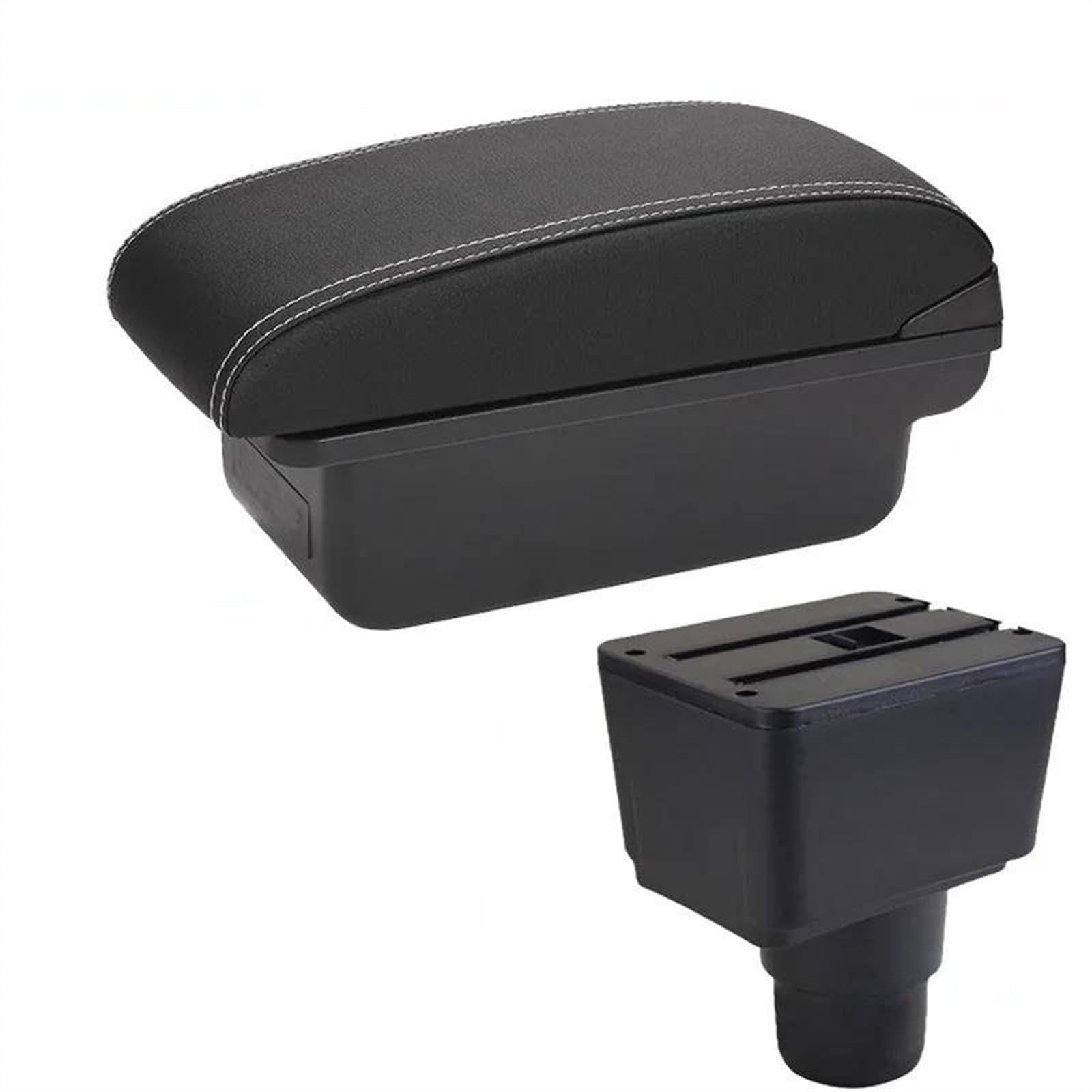 NOHEEU 2018-2024 Car Armrest Storage Box Arm Accessories Retrofit Parts Interior For EcoSport(C3 Black white NO USB)