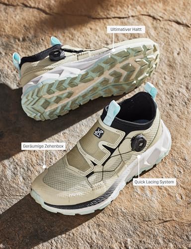 RevolutionRace Ease Walking Shoes für Damen, Wanderschuhe mit Fitgo-System, Eucalyptus, 39
